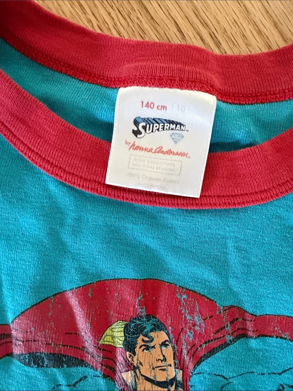 Hanna Andersson Superman theme Red/Blue/Yellow Kids Organic Pajama Set sz 10